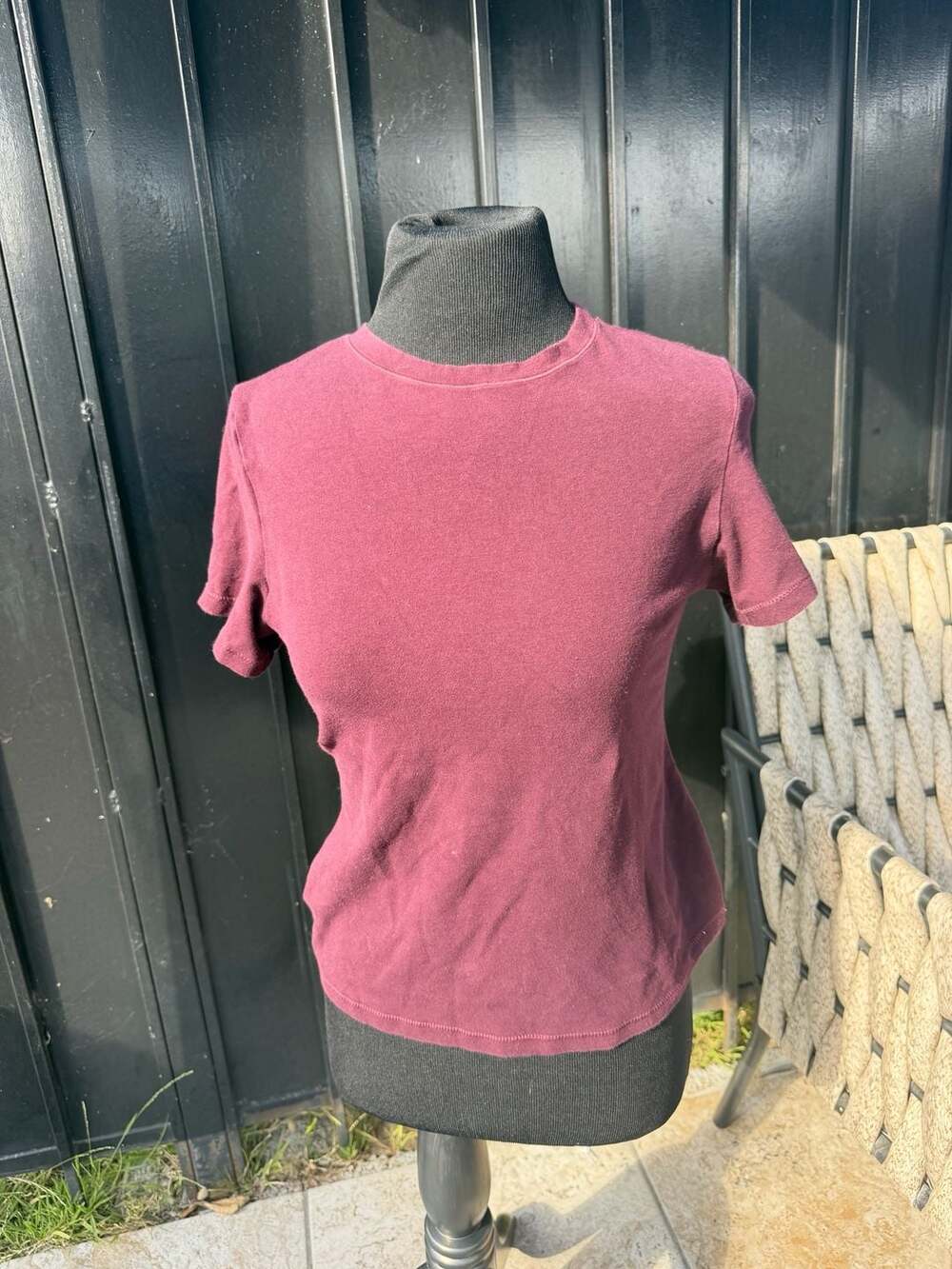 SKIMS Cotton Jersey Short Sleeve T-Shirt in Deep Burgundy